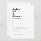 Schlicht modern Weiß, Schwarz einladung Kaart (Voorkant / Achterkant)