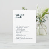 Schlicht modern Weiß, Teal  Details Informatiekaartje (Staand voorkant)