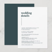 Schlicht modern Weiß, Teal  Details Informatiekaartje (Voorkant / Achterkant)