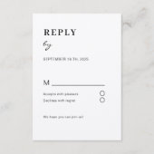 Schlicht moderne Weiß Schwarz RSVP Begleitkarte Informatiekaartje (Voorkant)
