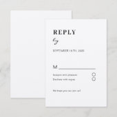 Schlicht moderne Weiß Schwarz RSVP Begleitkarte Informatiekaartje (Voorkant / Achterkant)