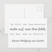 Schlichte Goethe Zitat Was ihm fehlt Briefkaart (Voorkant / Achterkant)