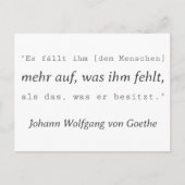 Schlichte Goethe Zitat Was ihm fehlt Briefkaart (Voorkant)