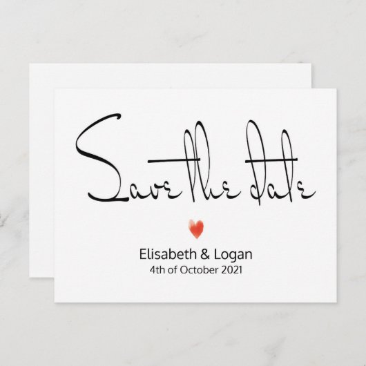 Schlichte, schicke Save the date Karte Aankondigingskaart (Voorkant / Achterkant)