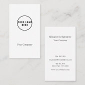 Schlichte Weiß-Schwarz Logo Business- Visitenkarte Visitekaartje (Voorkant / Achterkant)