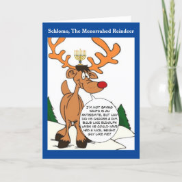 Schlomo De Menorahed Reindeer Hanukkah Kaart