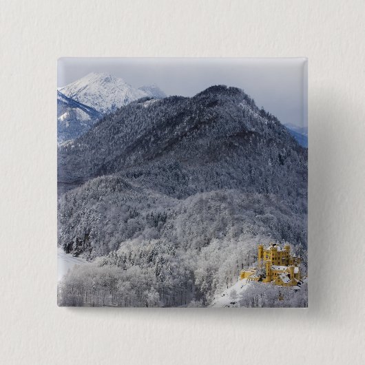 Schloss Hohenschwangau Vierkante Button 5,1 Cm (Voorkant)