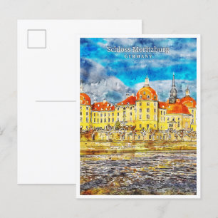 Schloss Moritzburg Duitsland travel waterverf Briefkaart