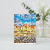 Schloss Moritzburg Duitsland travel waterverf Briefkaart (Staand voorkant)