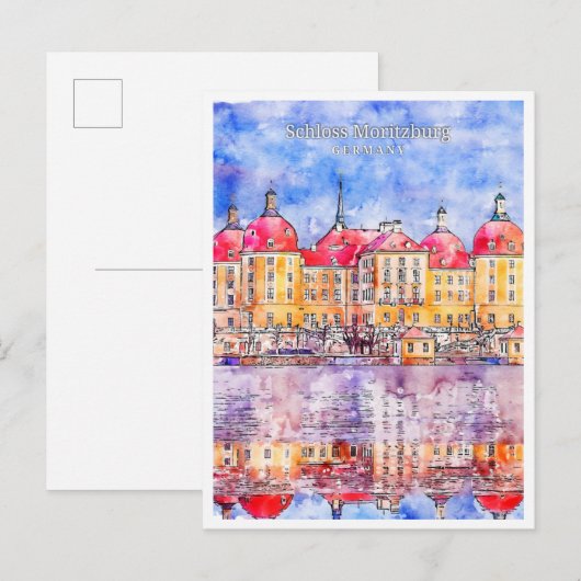 Schloss Moritzburg Duitsland travel waterverf Briefkaart (Voorkant / Achterkant)