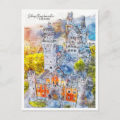 Schloss Neuschwanstein Duitsland reis waterverf Briefkaart (Voorkant)