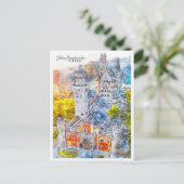 Schloss Neuschwanstein Duitsland reis waterverf Briefkaart (Staand voorkant)