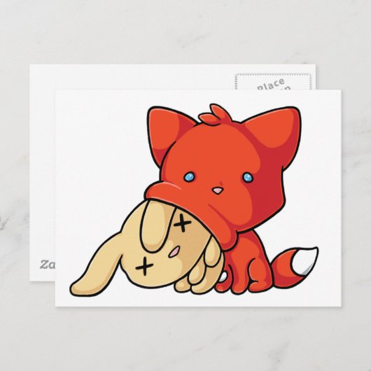 SCHLUP Fox Eating Rabbit Briefkaart (Voorkant / Achterkant)