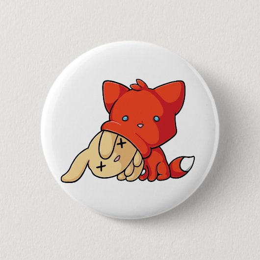 SCHLUP Fox Eating Rabbit Ronde Button 5,7 Cm (Voorkant)