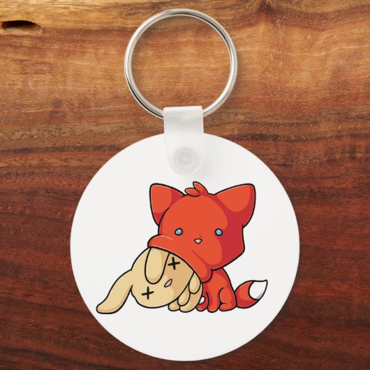 SCHLUP Fox Eating Rabbit Sleutelhanger (Voorkant)