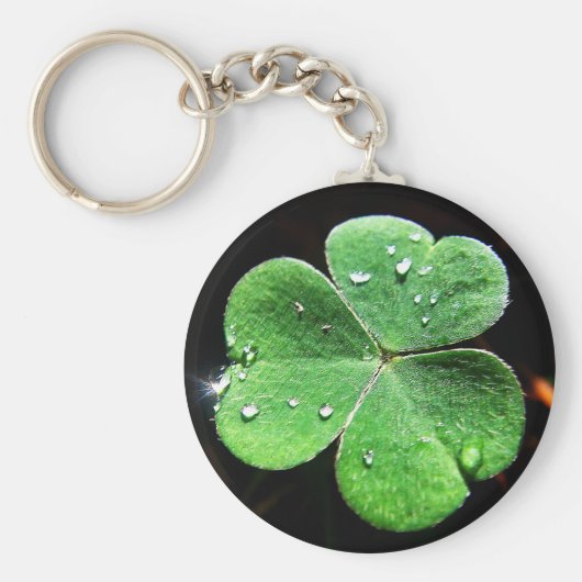 Schlüsselanhänger Kleeblatt mit Wassertropfen Sleutelhanger (Voorkant)