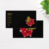 Schmetterling auf rote Roos m. sterne regentropfen Visitekaartje (Bureau)