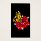 Schmetterling auf rote Roos m. sterne regentropfen Visitekaartje (Achterkant)