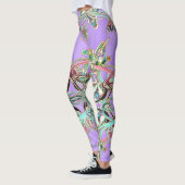 Schmetterling Ornamente Flieder Strahlen Leggings (Links)