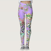 Schmetterling Ornamente Flieder Strahlen Leggings (Voorkant)