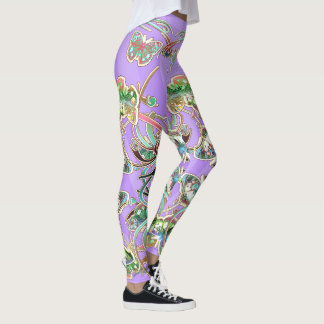 Schmetterling Ornamente Flieder Strahlen Leggings