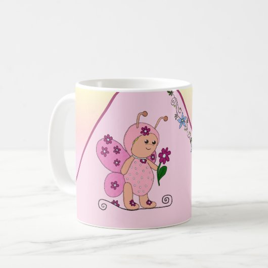 Schmetterling Rosa personalisiert Koffiemok (Voorkant links)