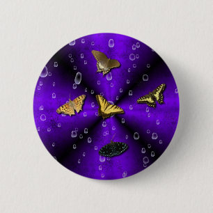 Schmetterlinge auf lila Regenbogen Ronde Button 5,7 Cm