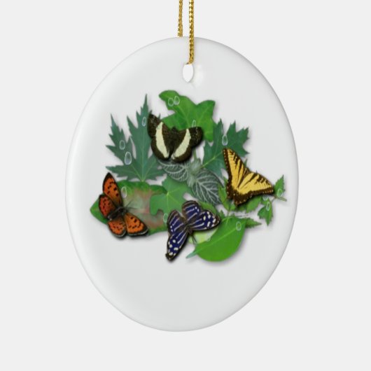 Schmetterlinge mit Blätter, Regentropfen Keramisch Ornament (Rechts)