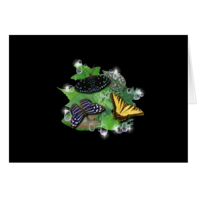 Schmetterlinge mit Blätter, Regentropfen, Sterne (Voorkant Horizontaal)