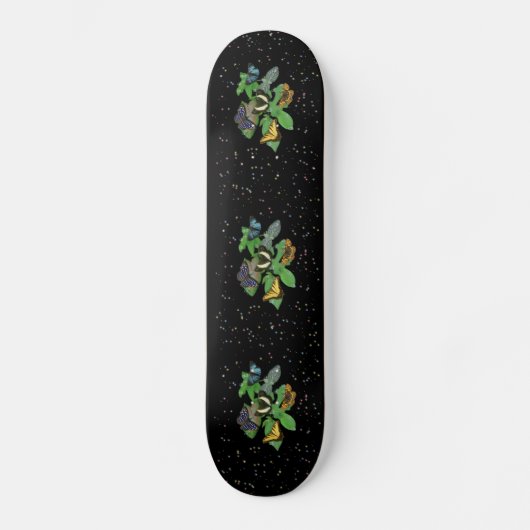 Schmetterlinge mit Blätter, Regentropfen, Sterne Skateboard (Voorkant)