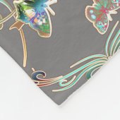 Schmetterlinge Verzierungen Grau Fleece Deken (Hoek)