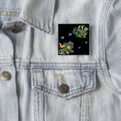 Schmetterlinge Vierkante Button 5,1 Cm (In situ)