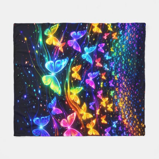 Schmetterlingsdecke mit neonfarben fleece deken (Voorkant (Horizontaal))