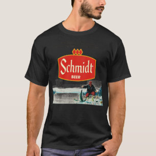 Schmidt Beer Retro Defunct Ice Vissen Natuur Scen T-shirt
