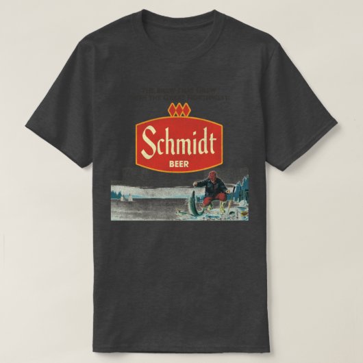 Schmidt Beer Retro Defunct Ice Vissen Natuur Scen T-shirt (Design voorkant)