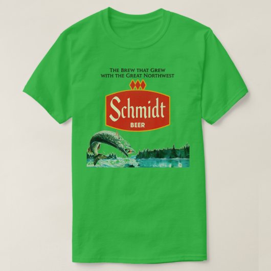 Schmidt Beer Retro Defunct Vist de Scène van de Na T-shirt (Design voorkant)