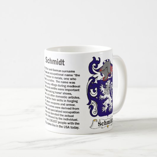 Schmidt Family Coat of Arms Mok (Voorkant rechts)