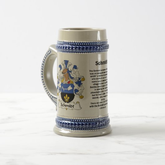 Schmidt Family Crest Stein Bierpul (Voorkant links)
