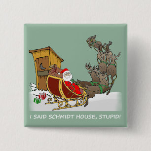 Schmidt House Funny kerstButton Vierkante Button 5,1 Cm