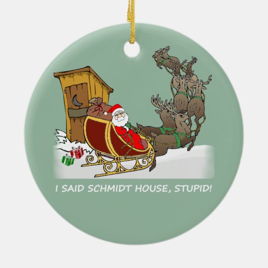 Schmidt House Funny Kerstversient Keramisch Ornament (Achterkant)