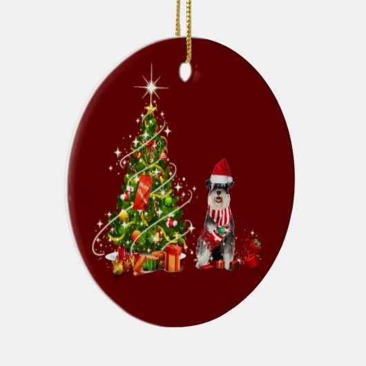 schnauer met Pet kerst Keramisch Ornament (Rechts)