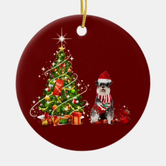 schnauer met Pet kerst Keramisch Ornament (Voorkant)