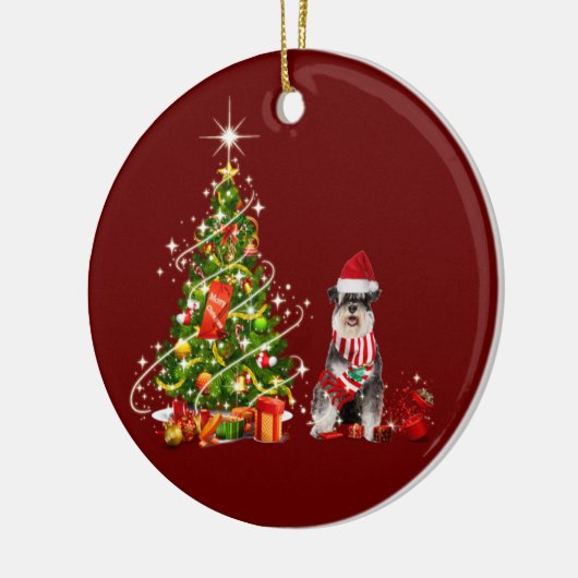 schnauer met Pet kerst Keramisch Ornament (Links)
