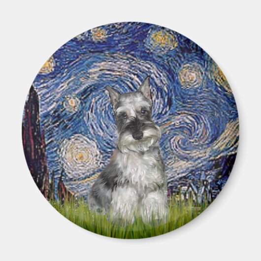 Schnauzer 1 - De sterrennacht Magneet (Voorkant)