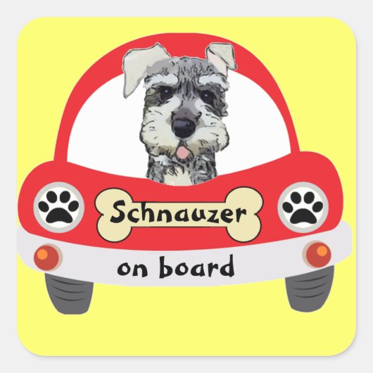 Schnauzer aan boord vierkante sticker (Voorkant)