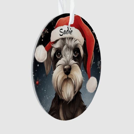 Schnauzer Aangepaste Kerstversiering Ornament (voorkant)