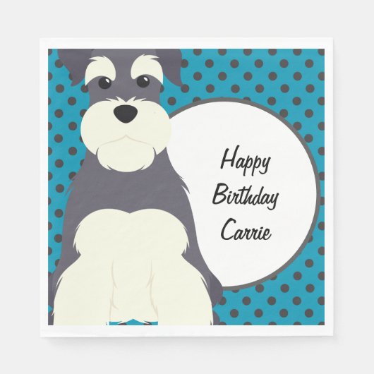 Schnauzer and Polka Dots Personalized Servet (Voorkant)