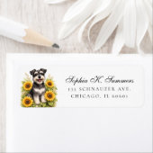 Schnauzer and Sunflowers Personalized Address Etiket (Insitu)