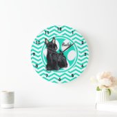 Schnauzer Aqua Green Chevron Grote Klok (Huis)