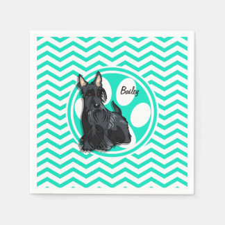 Schnauzer; Aqua Green Chevron Servetten